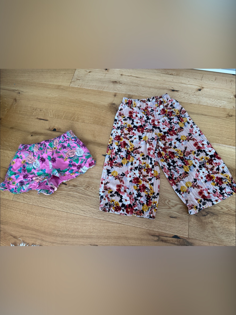 Janie and Jack Pink Floral Pull-On Wide Leg pants and cotton  Shorts